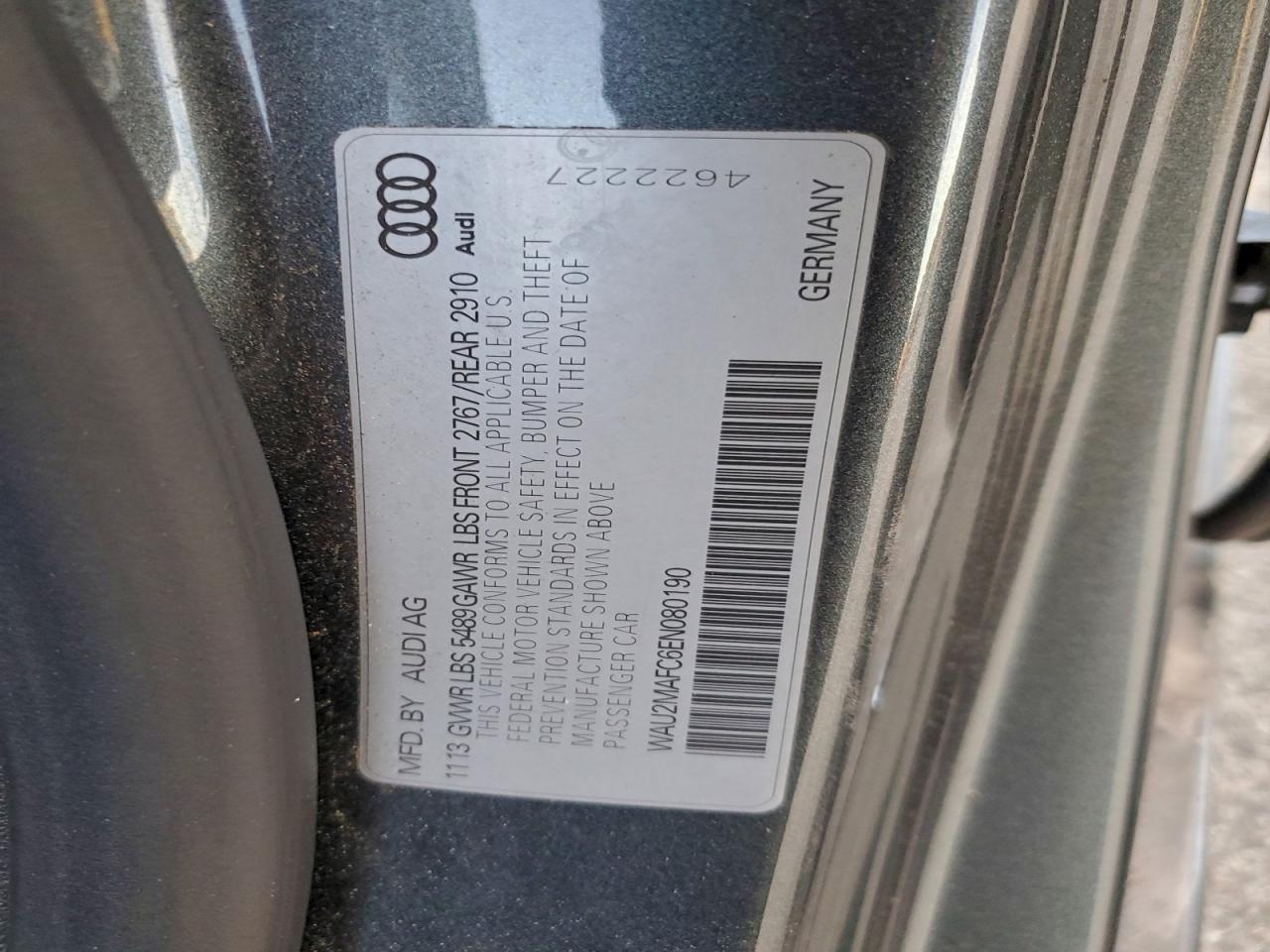 2014 Audi A7 Prestige VIN: WAU2MAFC6EN080190 Lot: 92001455