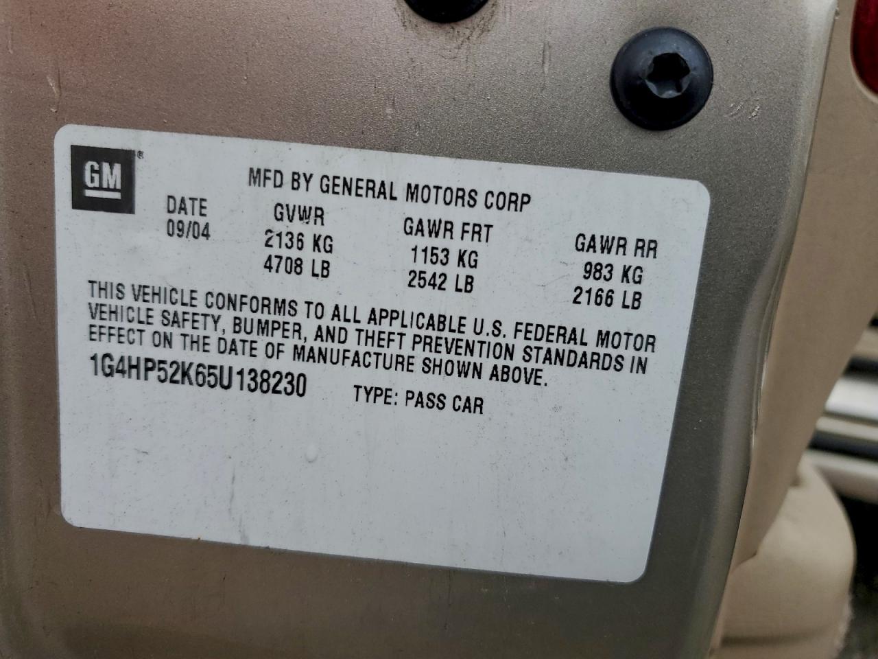 2005 Buick Lesabre Custom VIN: 1G4HP52K65U138230 Lot: 94075805