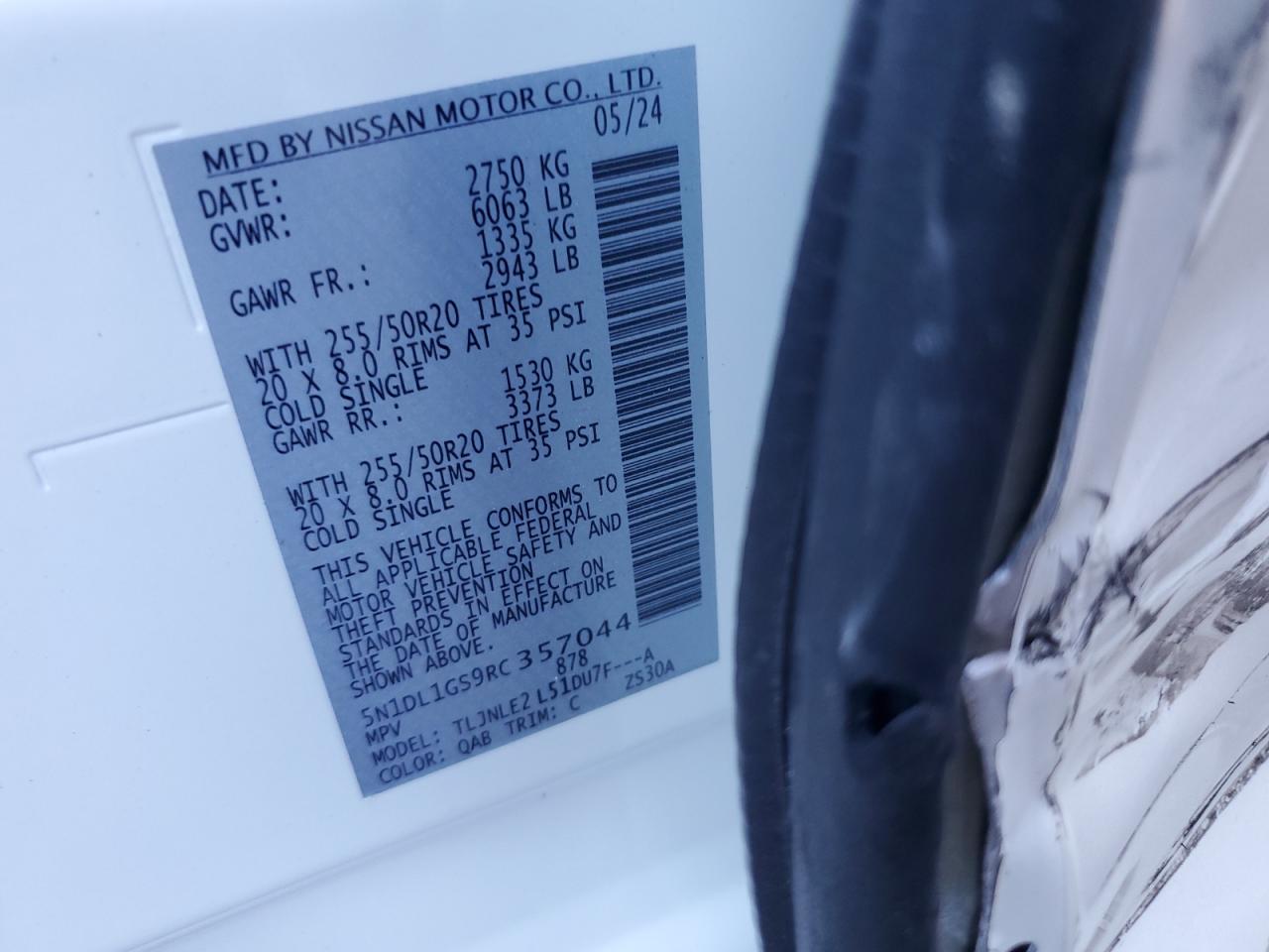 2024 Infiniti Qx60 Sensory VIN: 5N1DL1GS9RC357044 Lot: 92847145