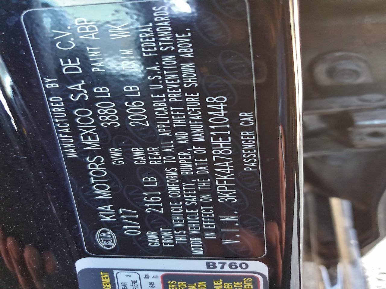 2017 Kia Forte Lx VIN: 3KPFK4A78HE110448 Lot: 94157435