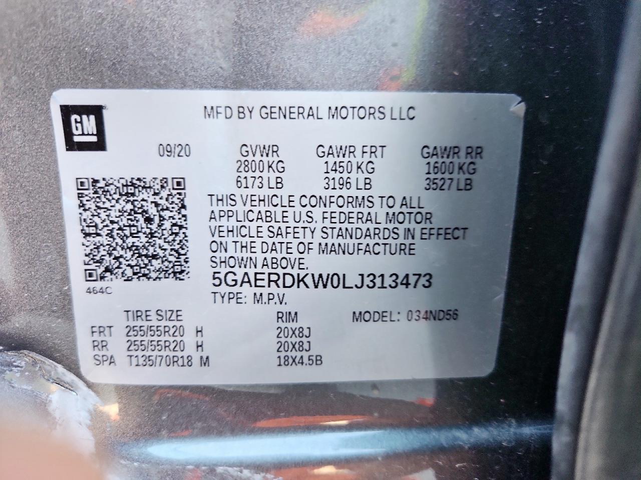 2020 Buick Enclave Avenir VIN: 5GAERDKW0LJ313473 Lot: 91210635