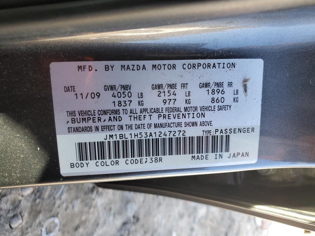 2010 Mazda 3 S VIN: JM1BL1H53A1247272 Lot: 91872195