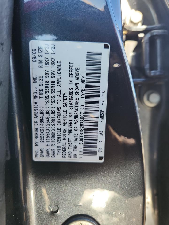 2007 Acura Rdx VIN: 5J8TB18297A007103 Lot: 92715965