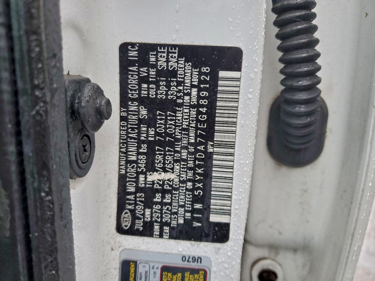 2014 Kia Sorento Lx VIN: 5XYKTDA77EG489128 Lot: 94400855