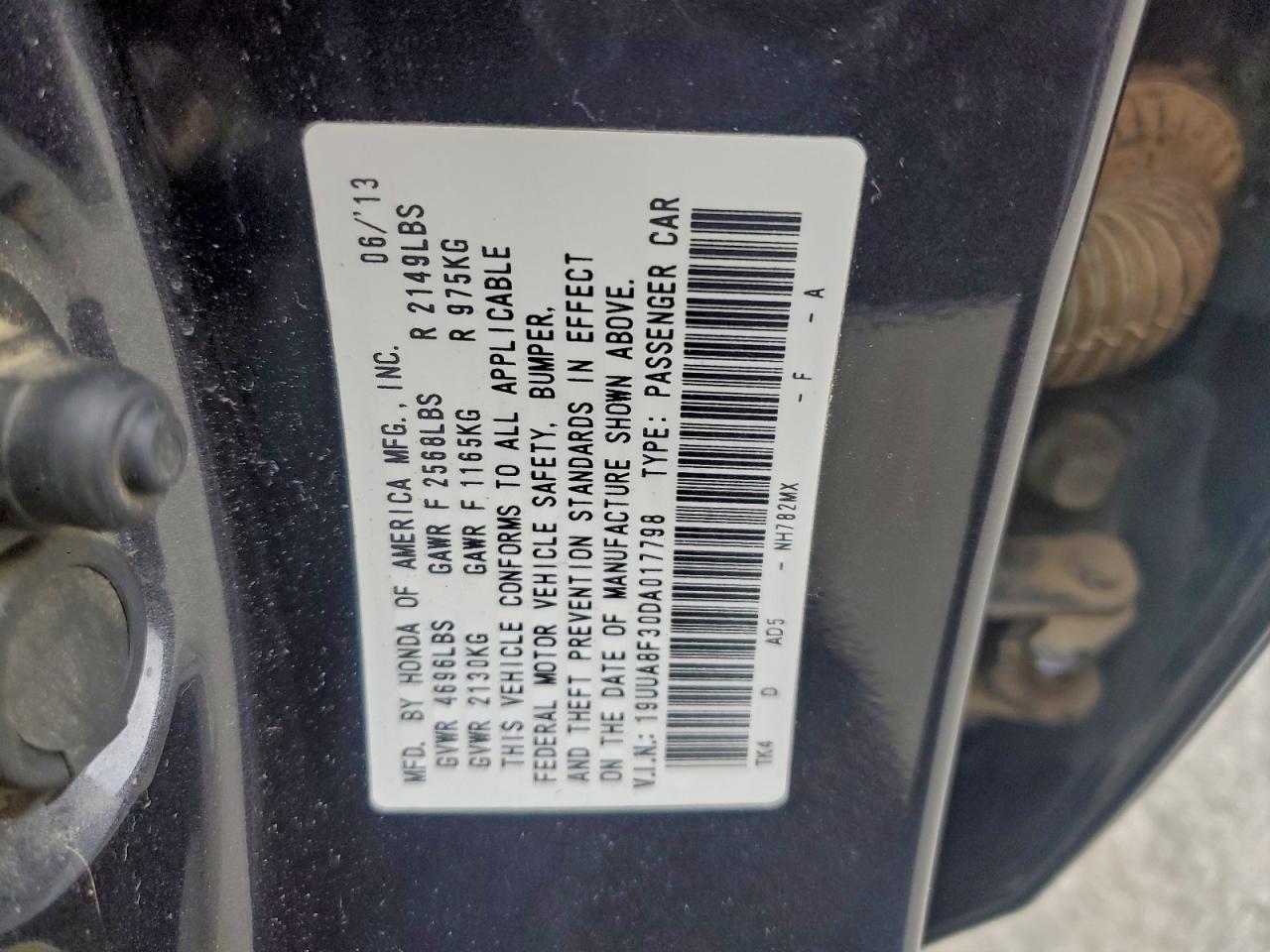 2013 Acura Tl Se VIN: 19UUA8F30DA017798 Lot: 93990275