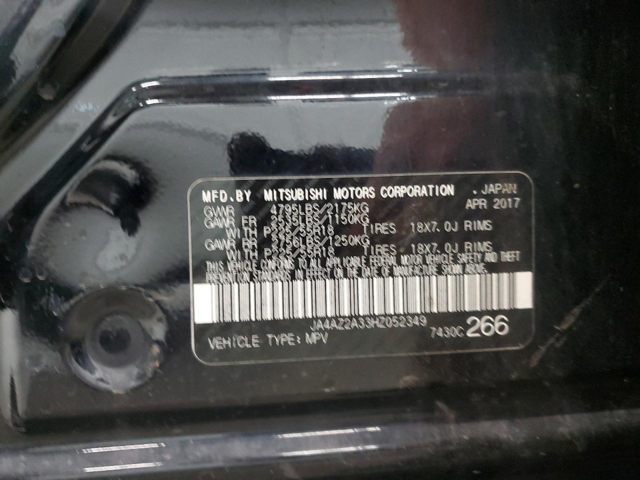 2017 Mitsubishi Outlander Es VIN: JA4AZ2A33HZ052349 Lot: 93496235