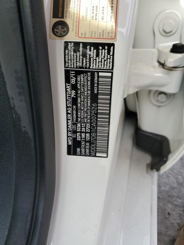 2012 Mercedes-Benz Cls 550 VIN: WDDLJ7DB1CA007526 Lot: 91368275