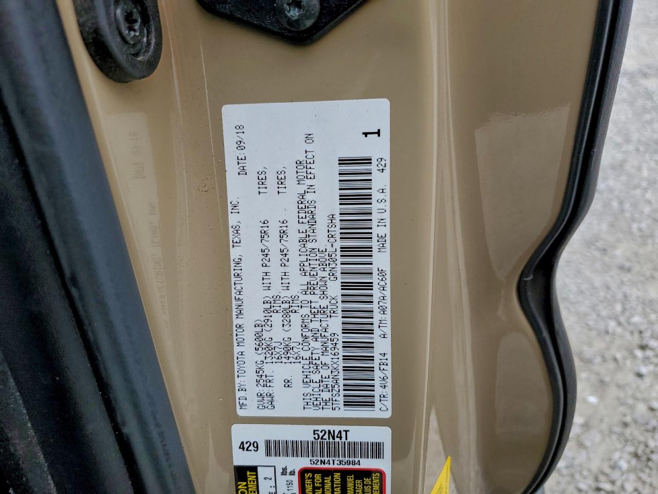 2019 Toyota Tacoma Access Cab VIN: 5TFSZ5AN3KX169459 Lot: 94512315