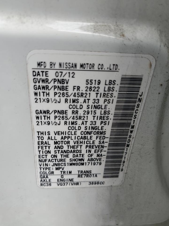 2013 Infiniti Fx37 VIN: JN8CS1MW8DM171979 Lot: 91328475