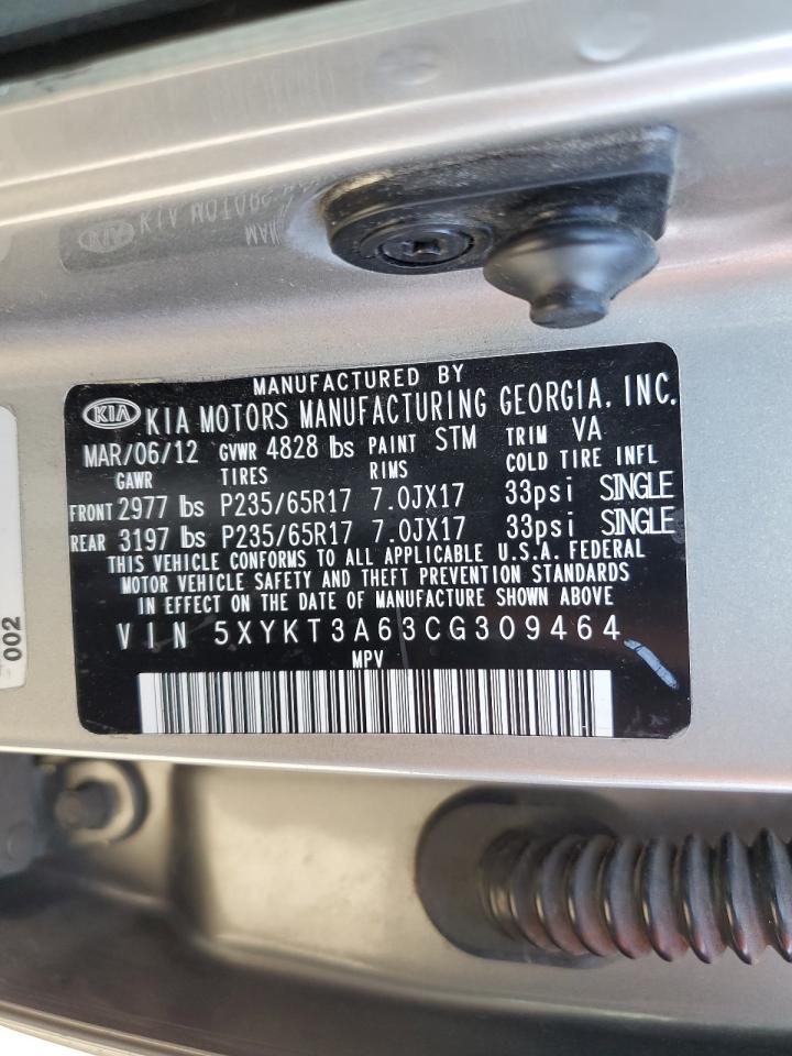 2012 Kia Sorento Base VIN: 5XYKT3A63CG309464 Lot: 92118815