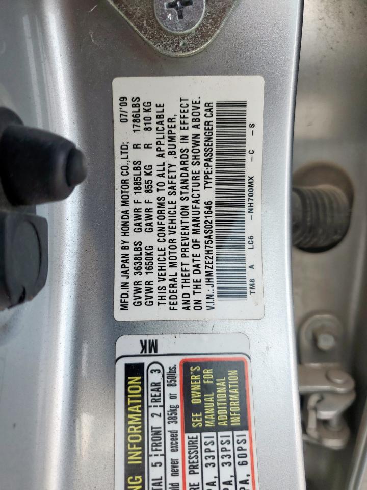 2010 Honda Insight Ex VIN: JHMZE2H75AS021646 Lot: 93879355