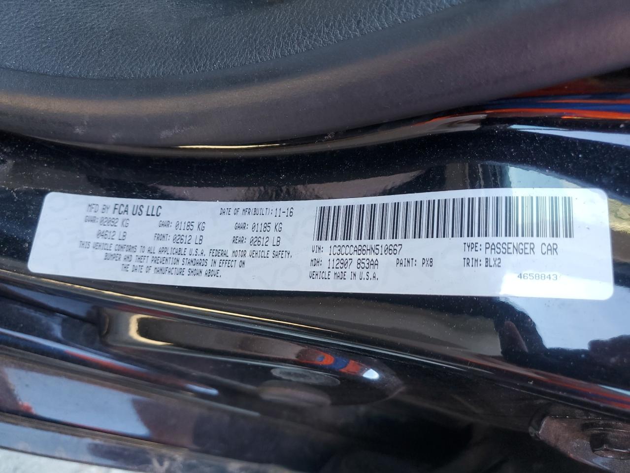 2017 Chrysler 200 Limited VIN: 1C3CCCAB6HN510667 Lot: 93076535