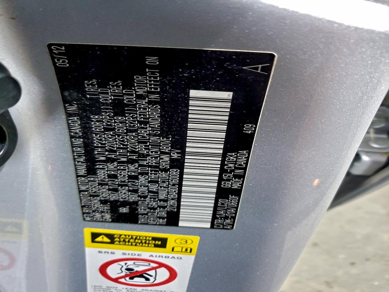 2013 Lexus Rx 350 Base VIN: 2T2BK1BA9DC160089 Lot: 93344655