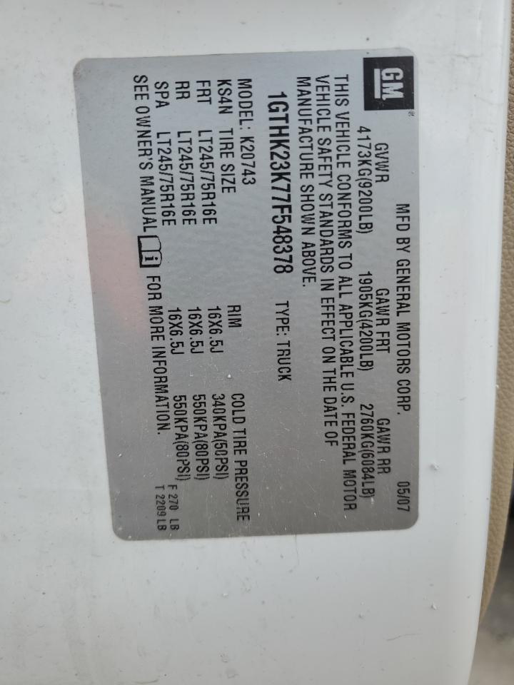 2007 GMC Sierra K2500 Heavy Duty VIN: 1GTHK23K77F548378 Lot: 92689475