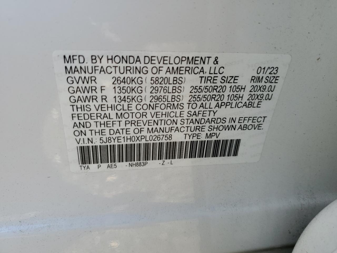 2023 Acura Mdx A-Spec VIN: 5J8YE1H0XPL026758 Lot: 91673985