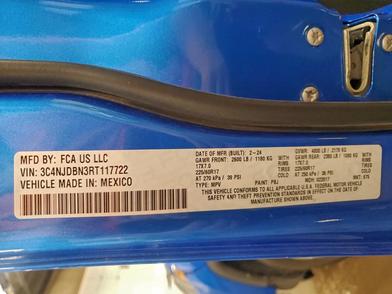 2024 Jeep Compass Latitude VIN: 3C4NJDBN3RT117722 Lot: 94315965