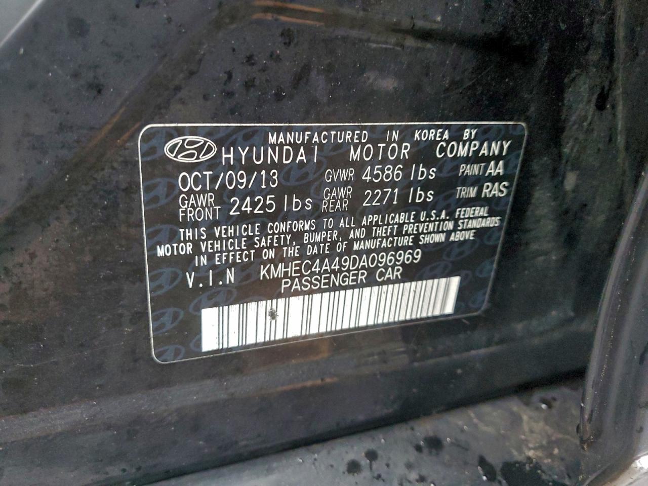 2013 Hyundai Sonata Hybrid VIN: KMHEC4A49DA096969 Lot: 94647415