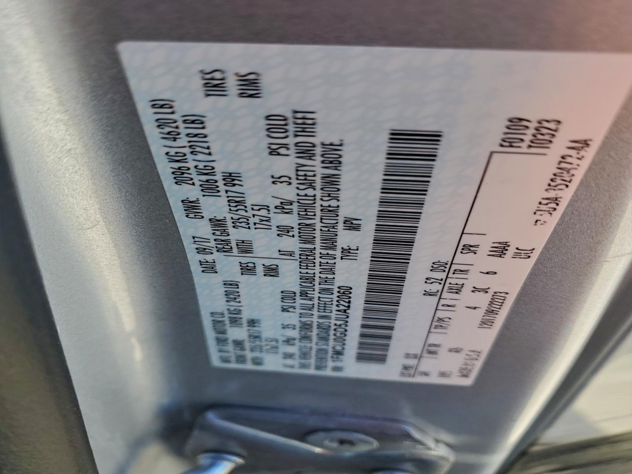 2018 Ford Escape Se VIN: 1FMCU0GD5JUA22060 Lot: 92601415