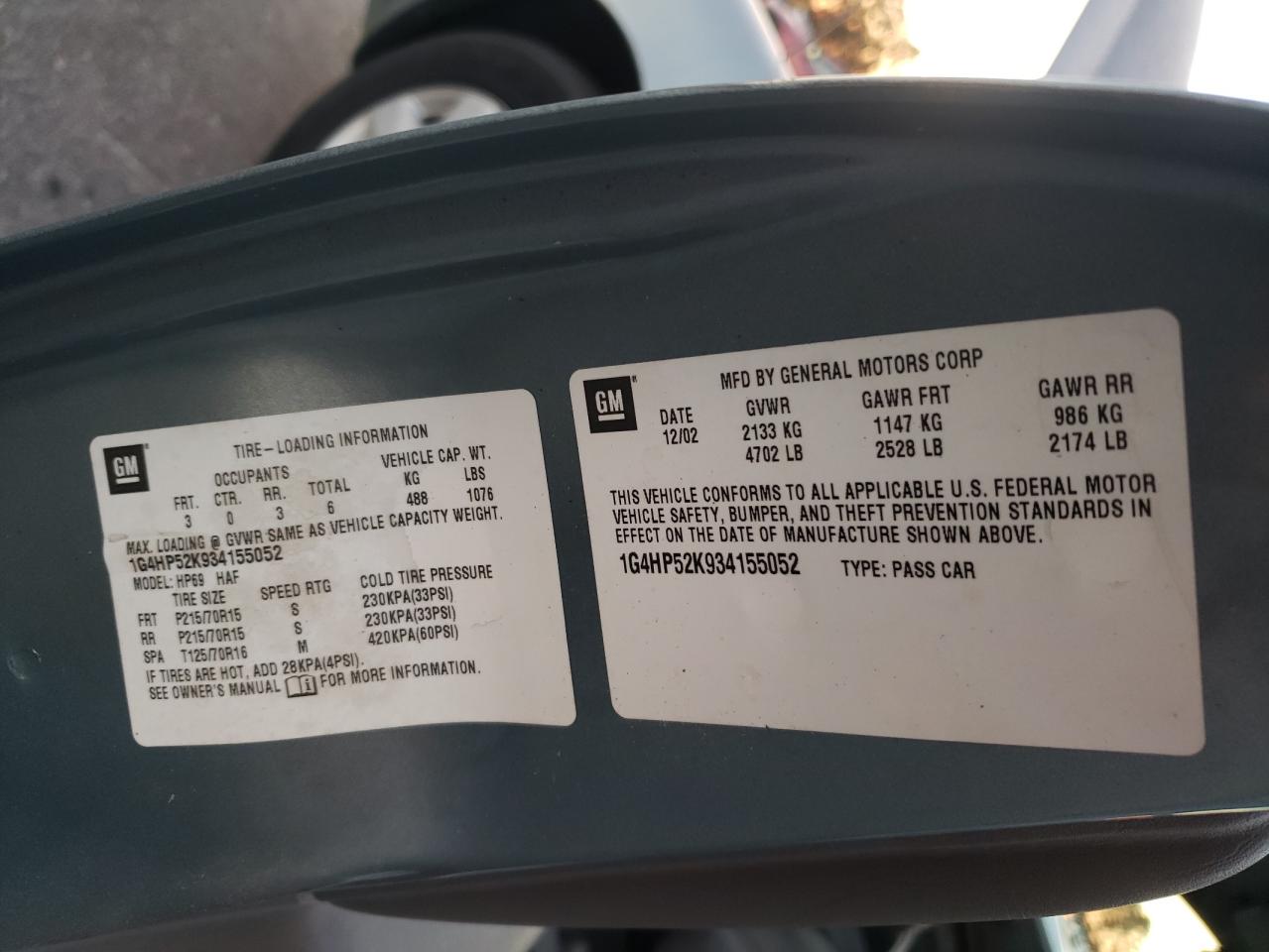 2003 Buick Lesabre Custom VIN: 1G4HP52K934155052 Lot: 90337795