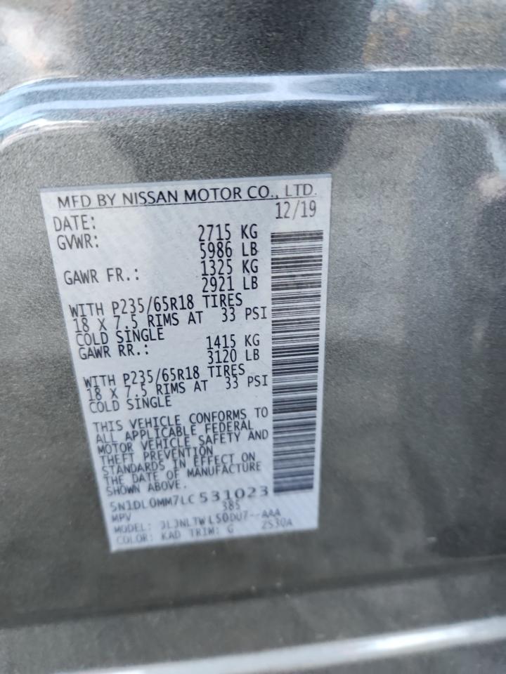 2020 Infiniti Qx60 Luxe VIN: 5N1DL0MM7LC531023 Lot: 91191185