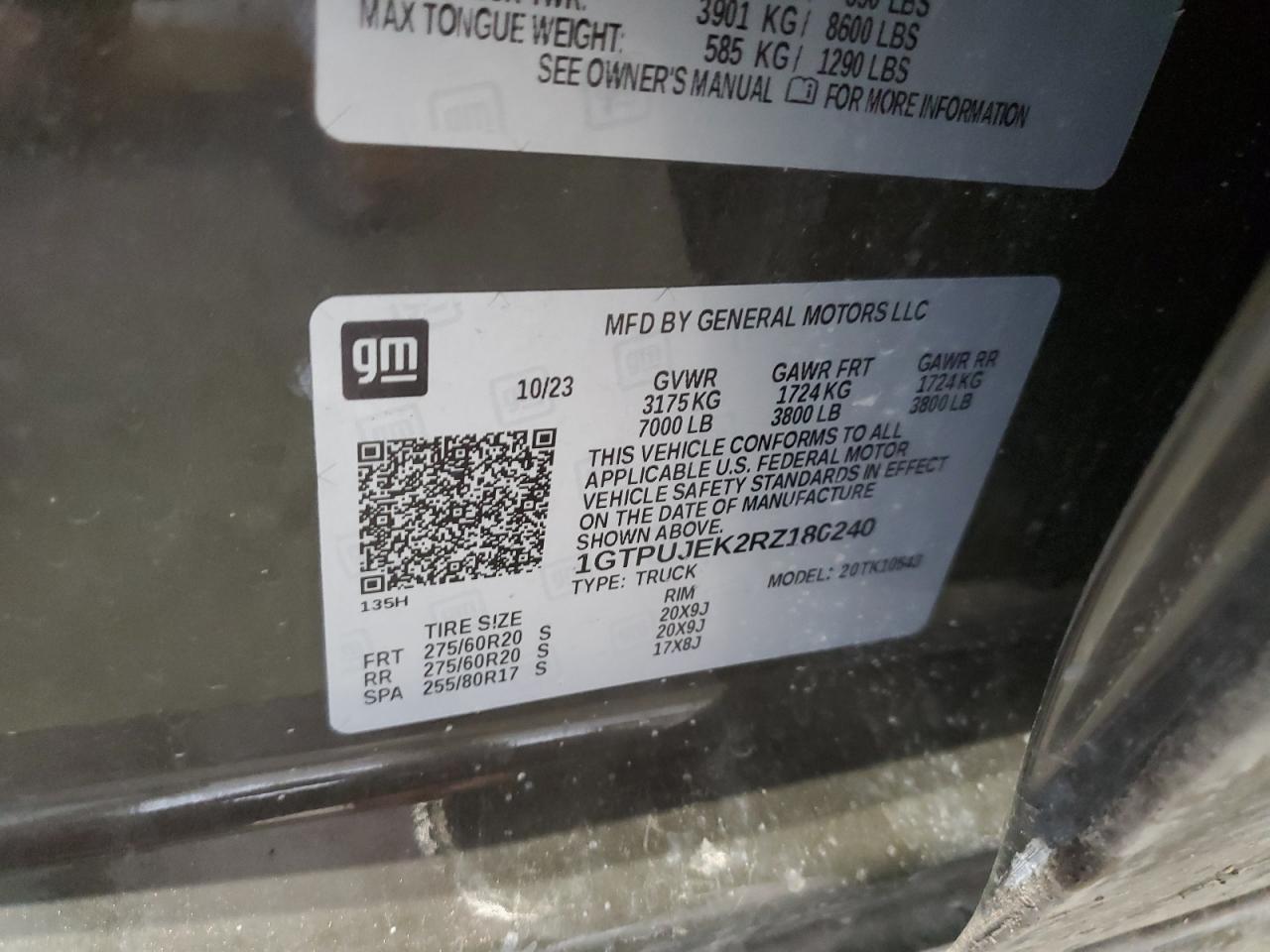 2024 GMC Sierra K1500 Elevation-L VIN: 1GTPUJEK2RZ180240 Lot: 93174445