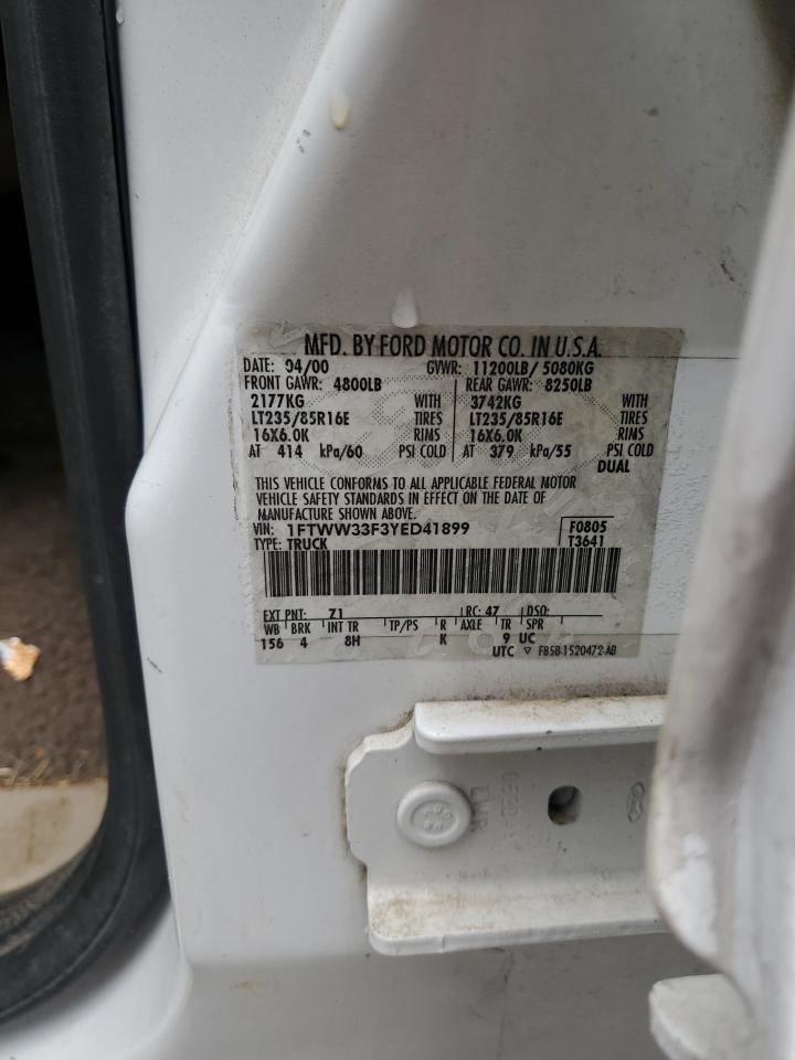 2000 Ford F350 Super Duty VIN: 1FTWW33F3YED41899 Lot: 93280235