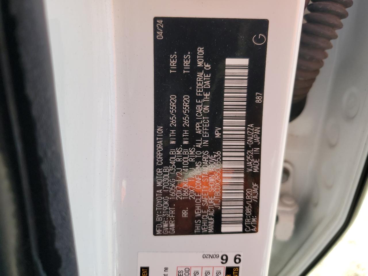 2024 Lexus Gx 550 Premium/Premium+ VIN: JTJTBCDX2R5005536 Lot: 92701375