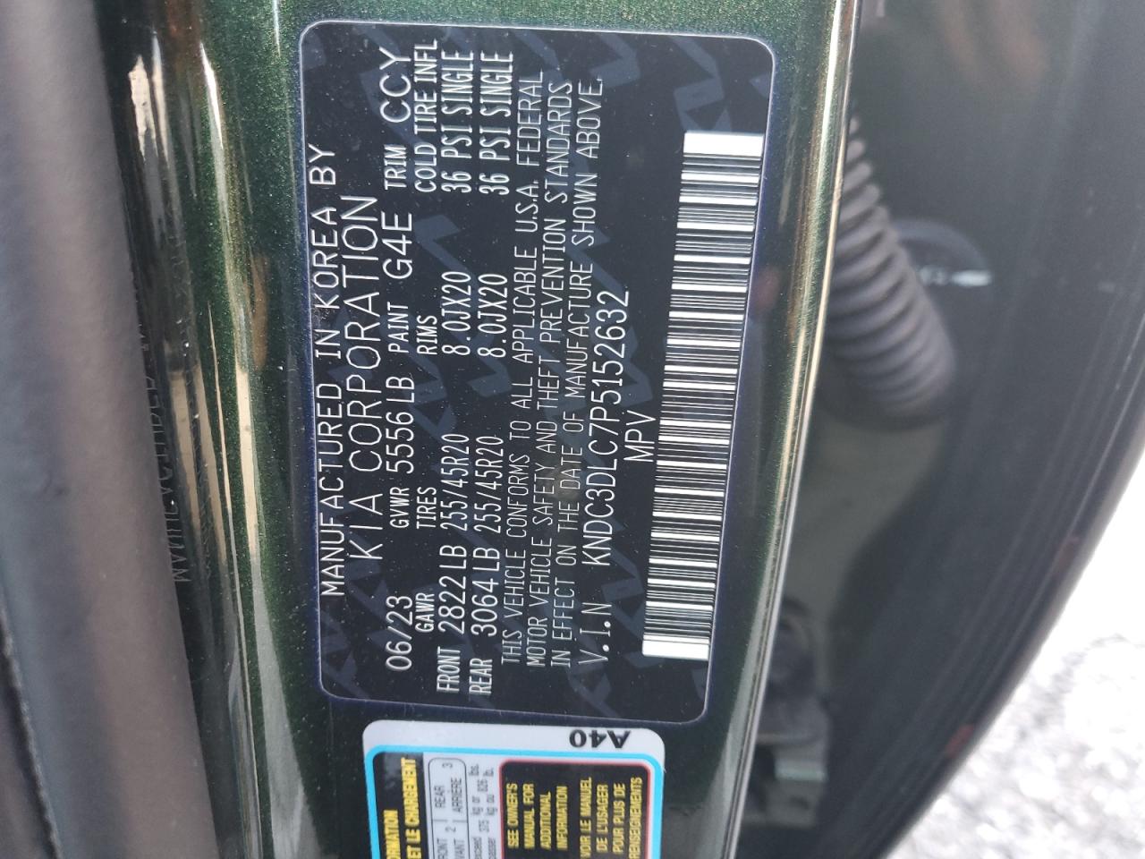 2023 Kia Ev6 Light VIN: KNDC3DLC7P5152632 Lot: 92865405