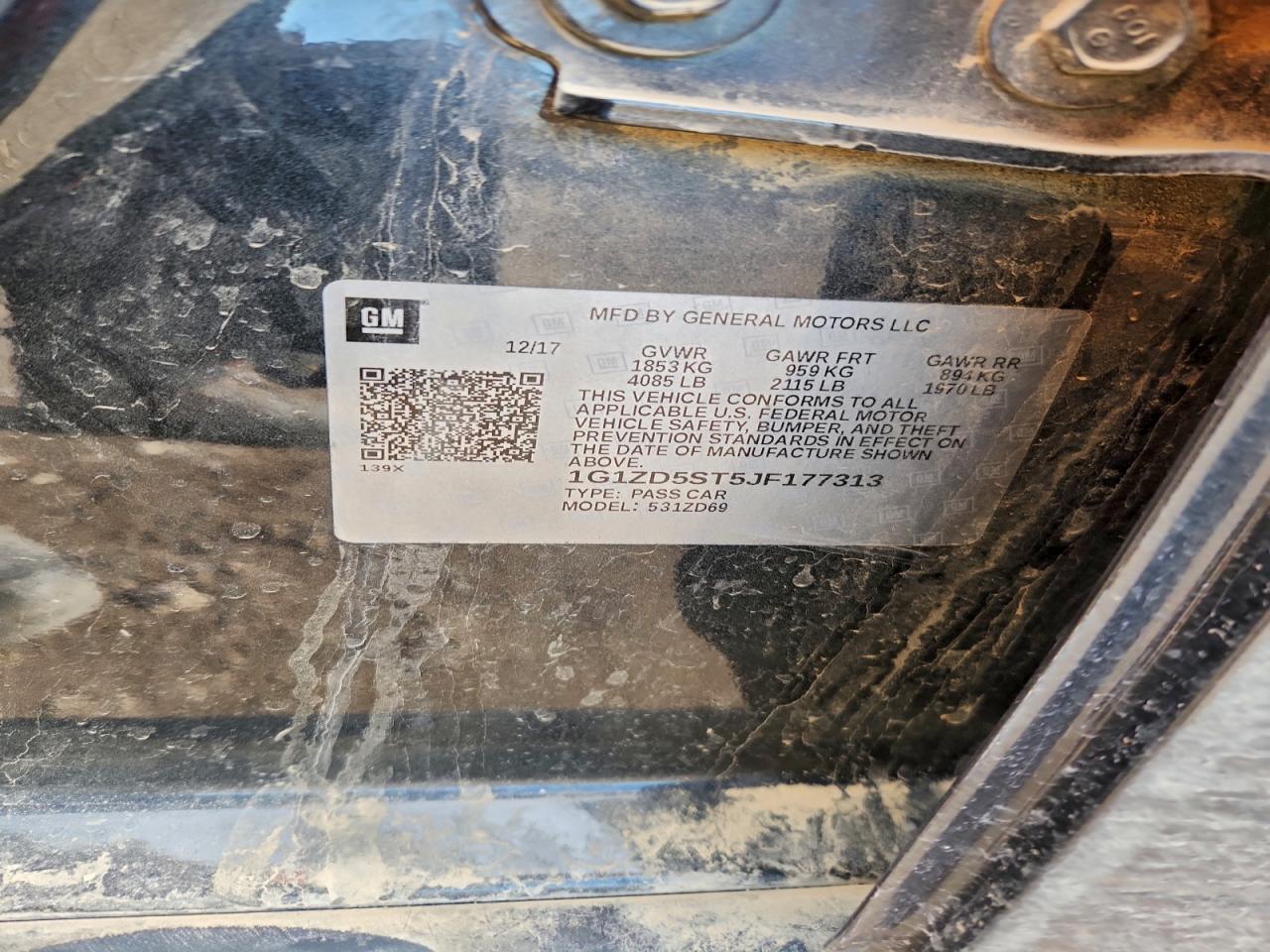 2018 Chevrolet Malibu Lt VIN: 1G1ZD5ST5JF177313 Lot: 93626075