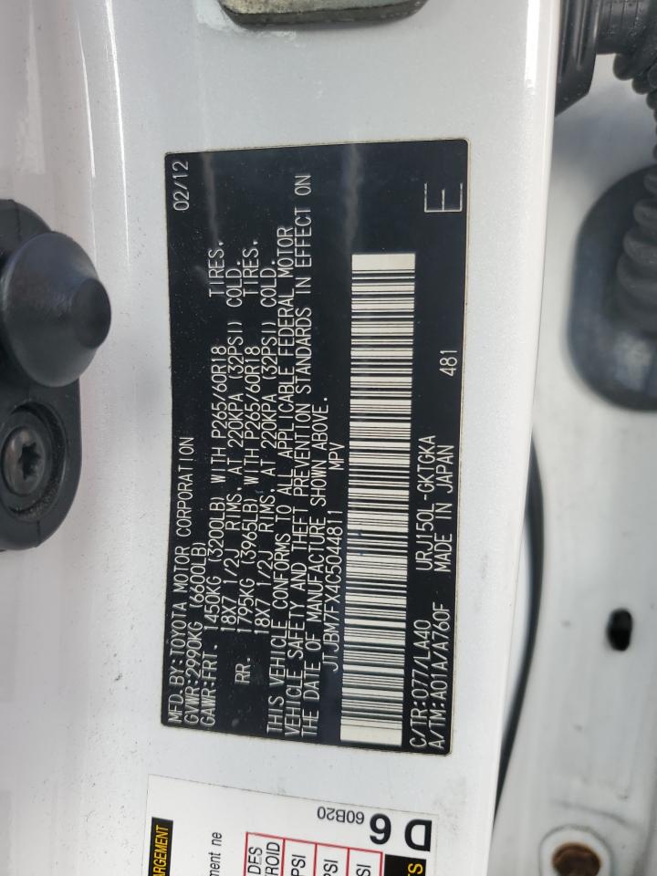 2012 Lexus Gx 460 VIN: JTJBM7FX4C5044811 Lot: 92818745