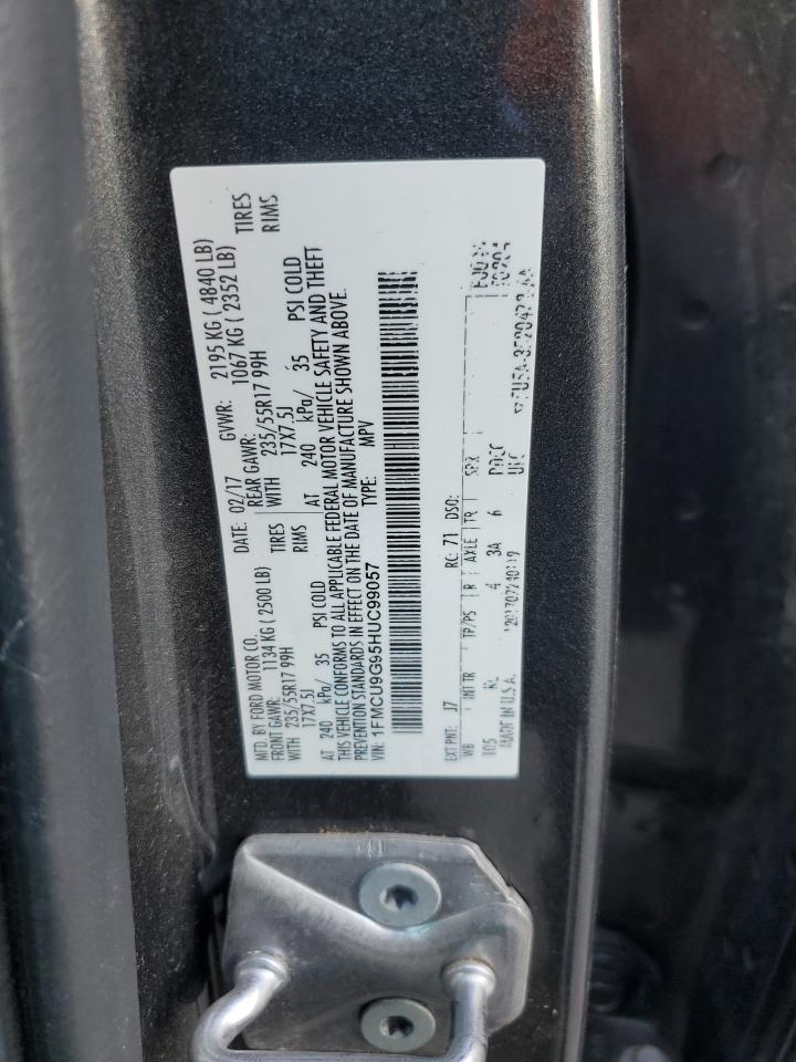 2017 Ford Escape Se VIN: 1FMCU9G95HUC99057 Lot: 92036075