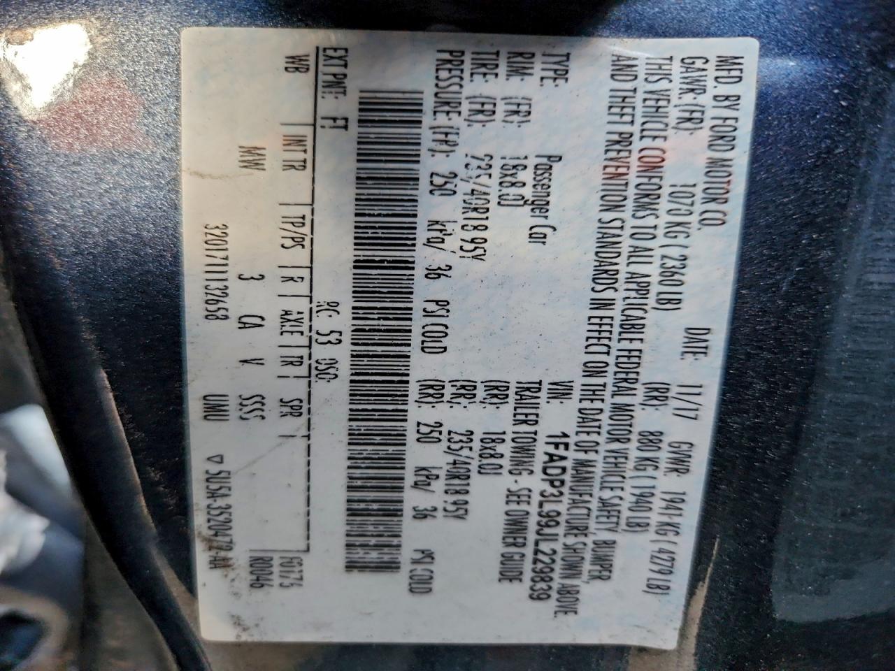 2018 Ford Focus St VIN: 1FADP3L99JL229839 Lot: 94734415