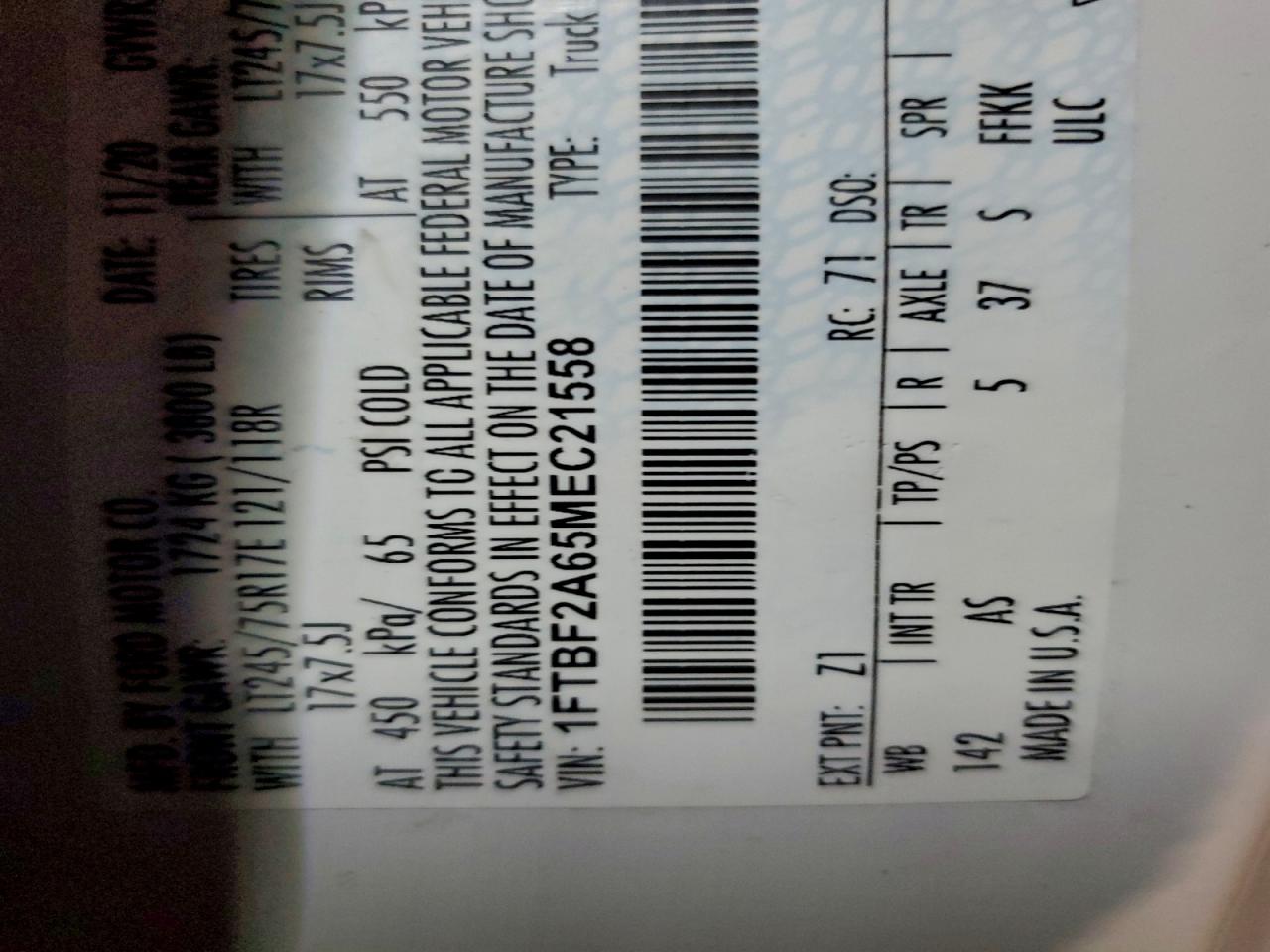 2021 Ford F250 Super VIN: C21558 Lot: 93987175