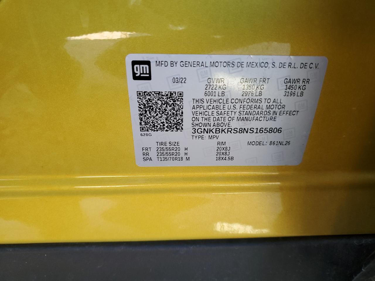 2022 Chevrolet Blazer Rs VIN: 3GNKBKRS8NS165806 Lot: 93821735