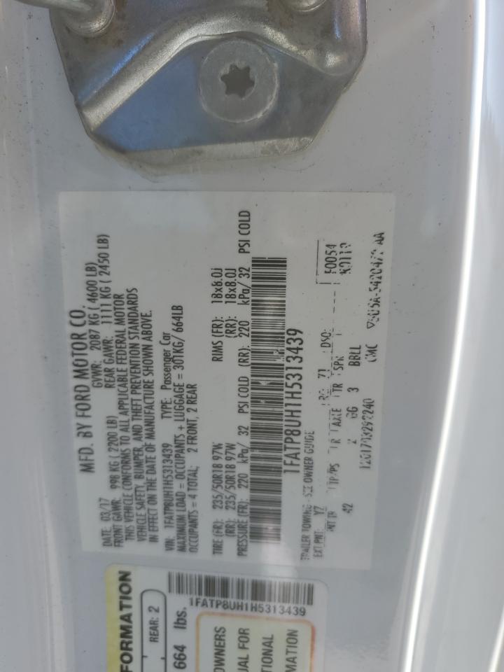 2017 Ford Mustang VIN: 1FATP8UH1H5313439 Lot: 92065185