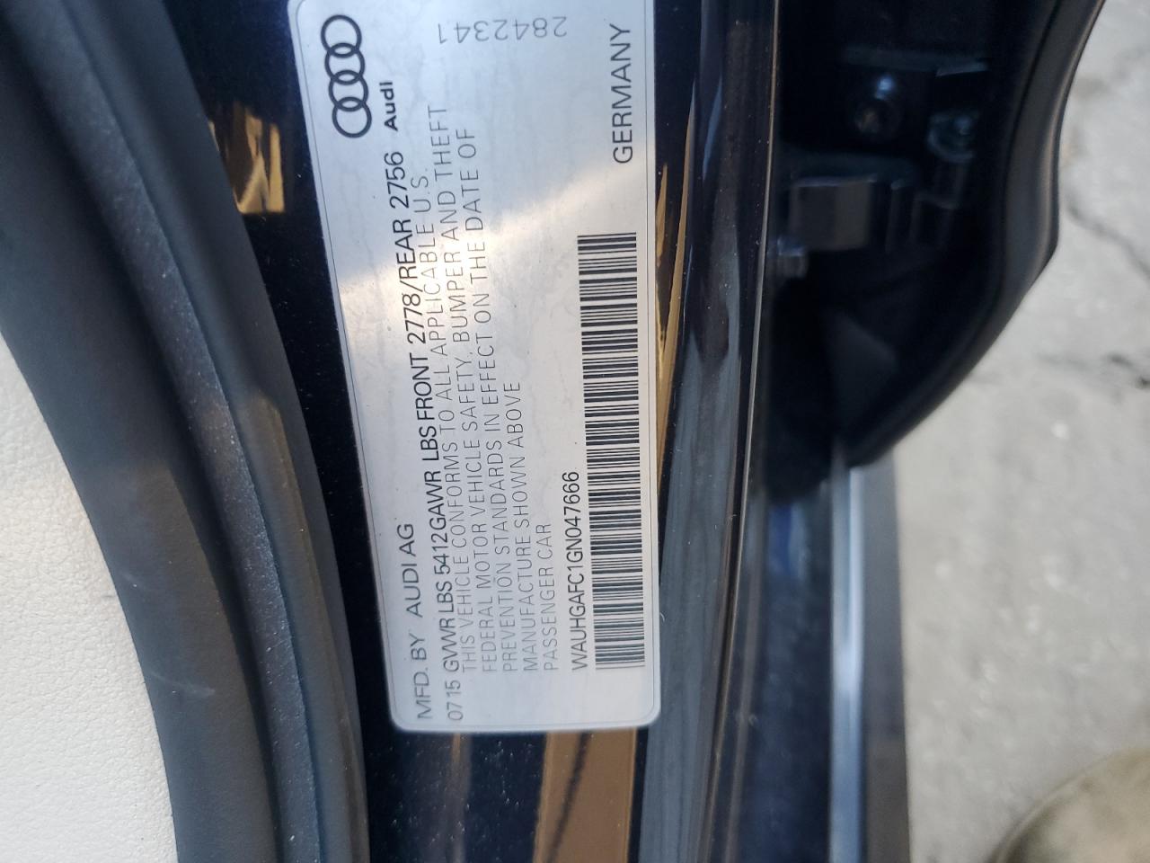 2016 Audi A6 Prestige VIN: WAUHGAFC1GN047666 Lot: 92571975