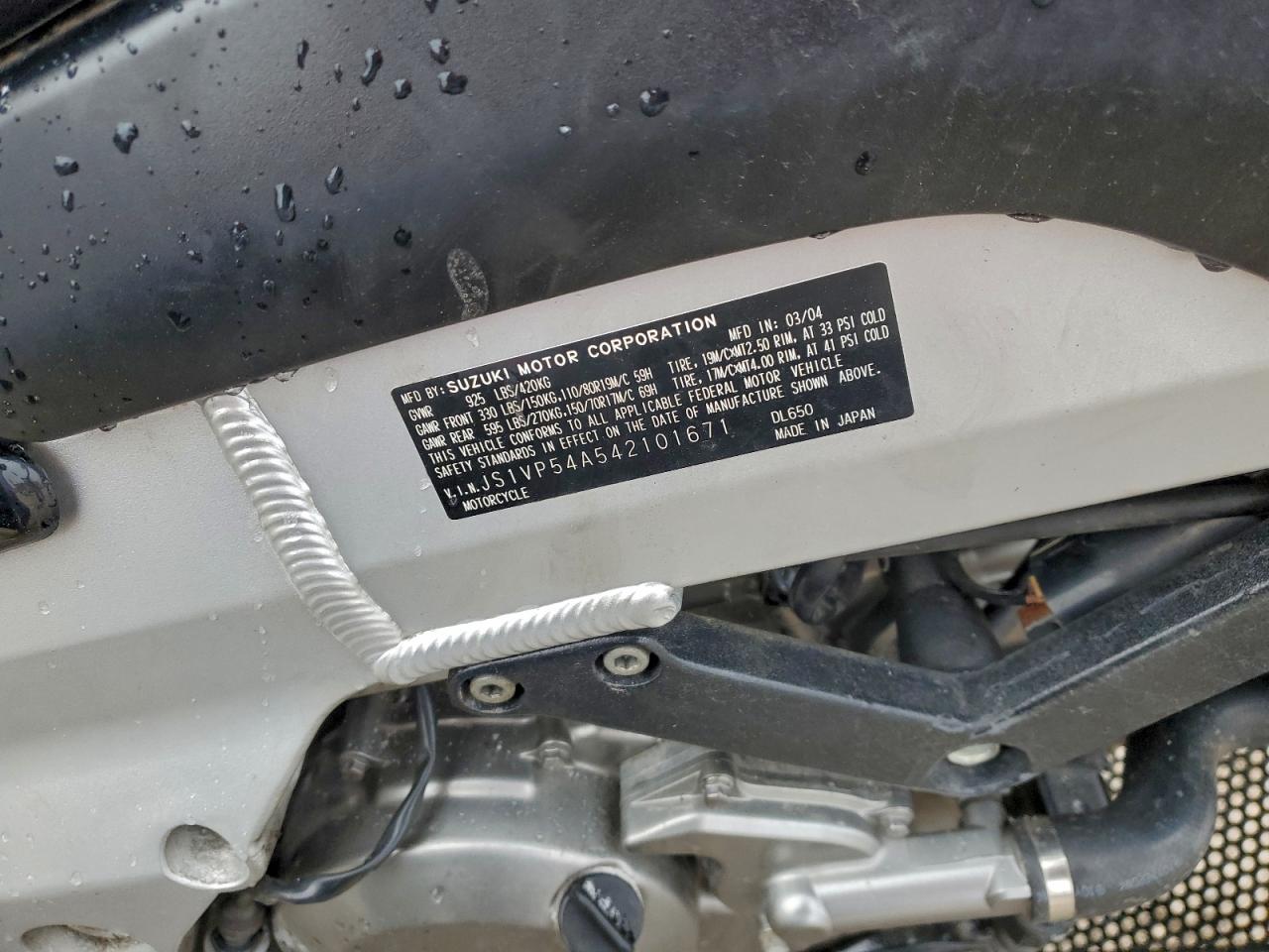 2004 Suzuki Dl650 K VIN: JS1VP54A542101671 Lot: 94086735