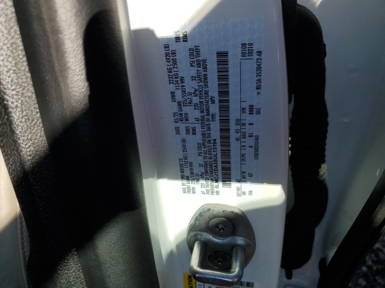 2025 Lincoln Corsair Premiere VIN: 5LMCJ1DA3SUL13194 Lot: 92791005