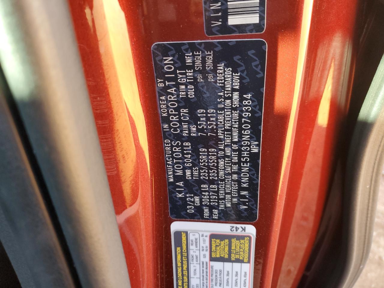 2022 Kia Carnival Sx Prestige VIN: KNDNE5H39N6079384 Lot: 92373325