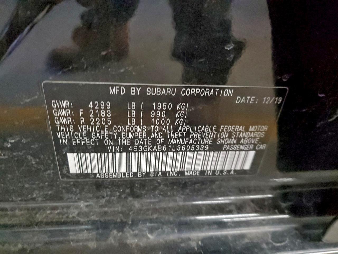 2020 Subaru Impreza VIN: 4S3GKAB61L3605339 Lot: 94308445