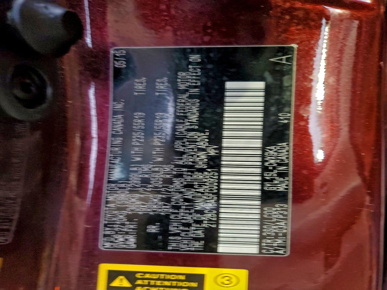 2015 Lexus Rx 450H VIN: 2T2BC1BA5FC009251 Lot: 93893515