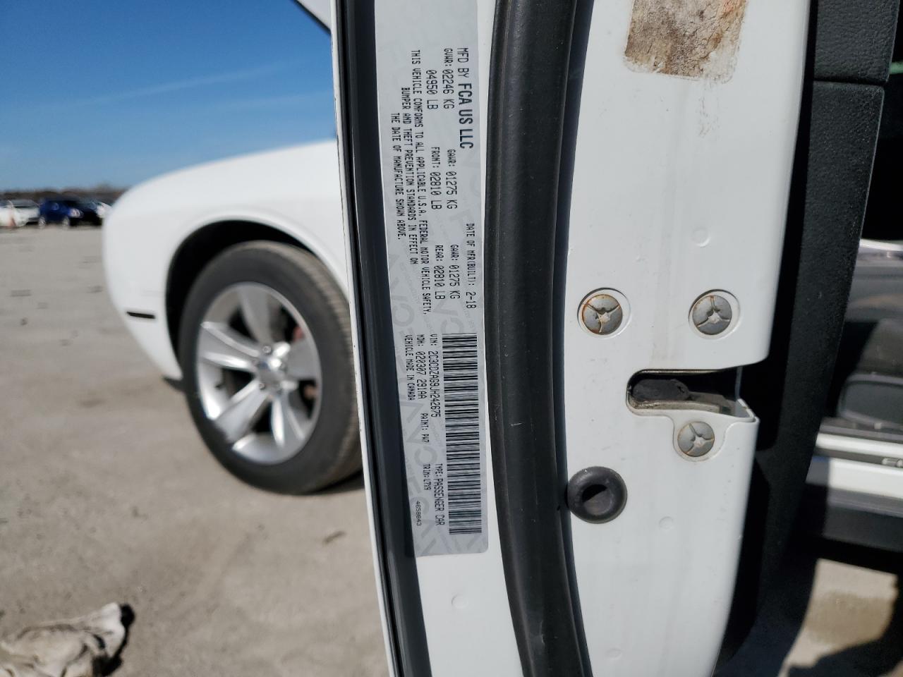 2018 Dodge Challenger Sxt VIN: 2C3CDZAG9JH242675 Lot: 92705155