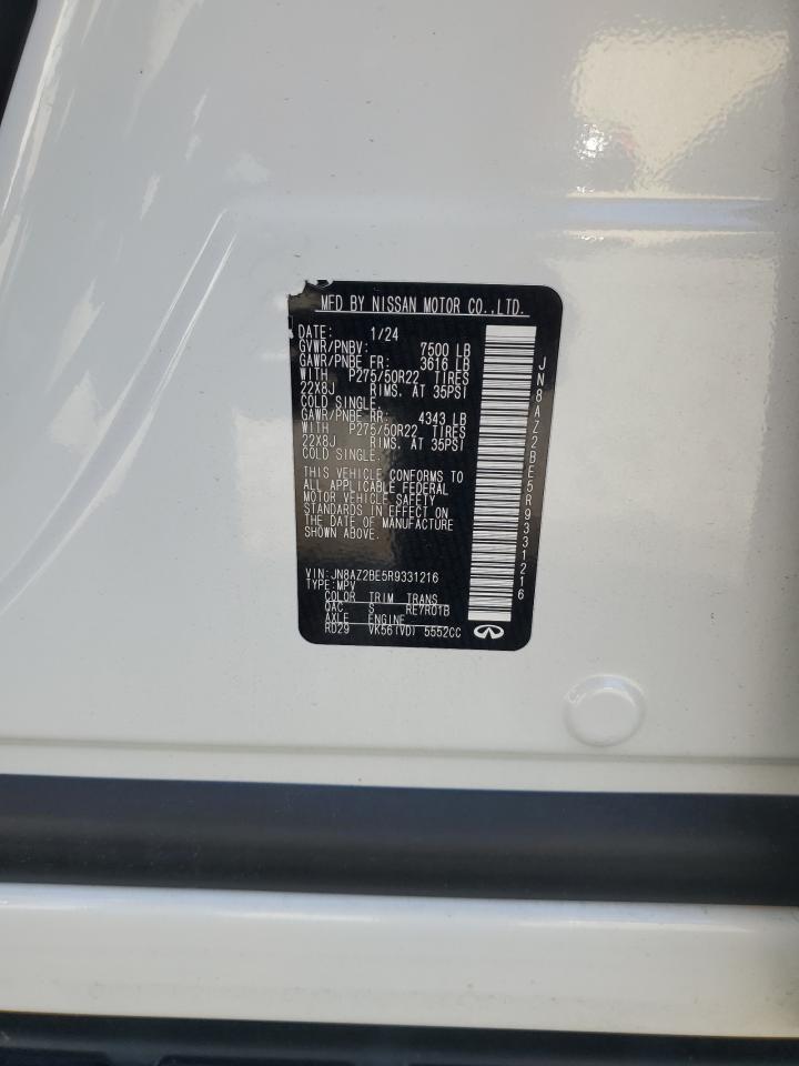 2024 Infiniti Qx80 Sensory VIN: JN8AZ2BE5R9331216 Lot: 93275285
