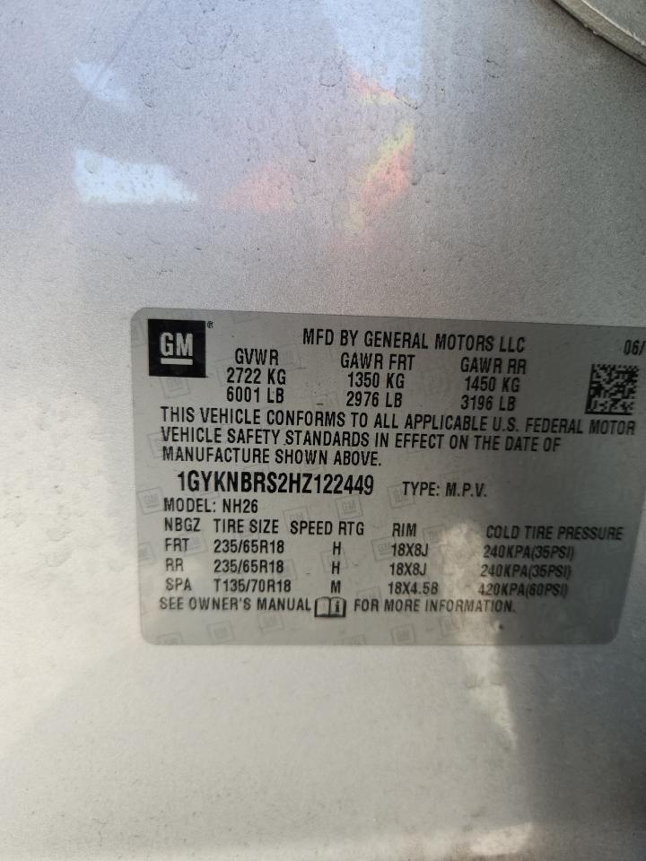 2017 Cadillac Xt5 Luxury VIN: 1GYKNBRS2HZ122449 Lot: 93845485