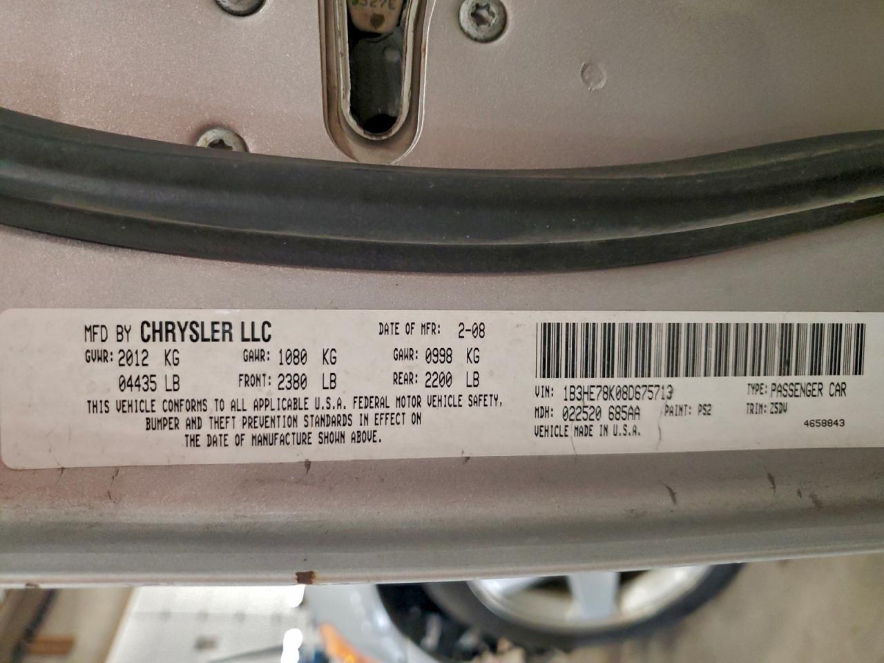 2008 Dodge Caliber R/T VIN: 1B3HE78K08D675713 Lot: 94245145