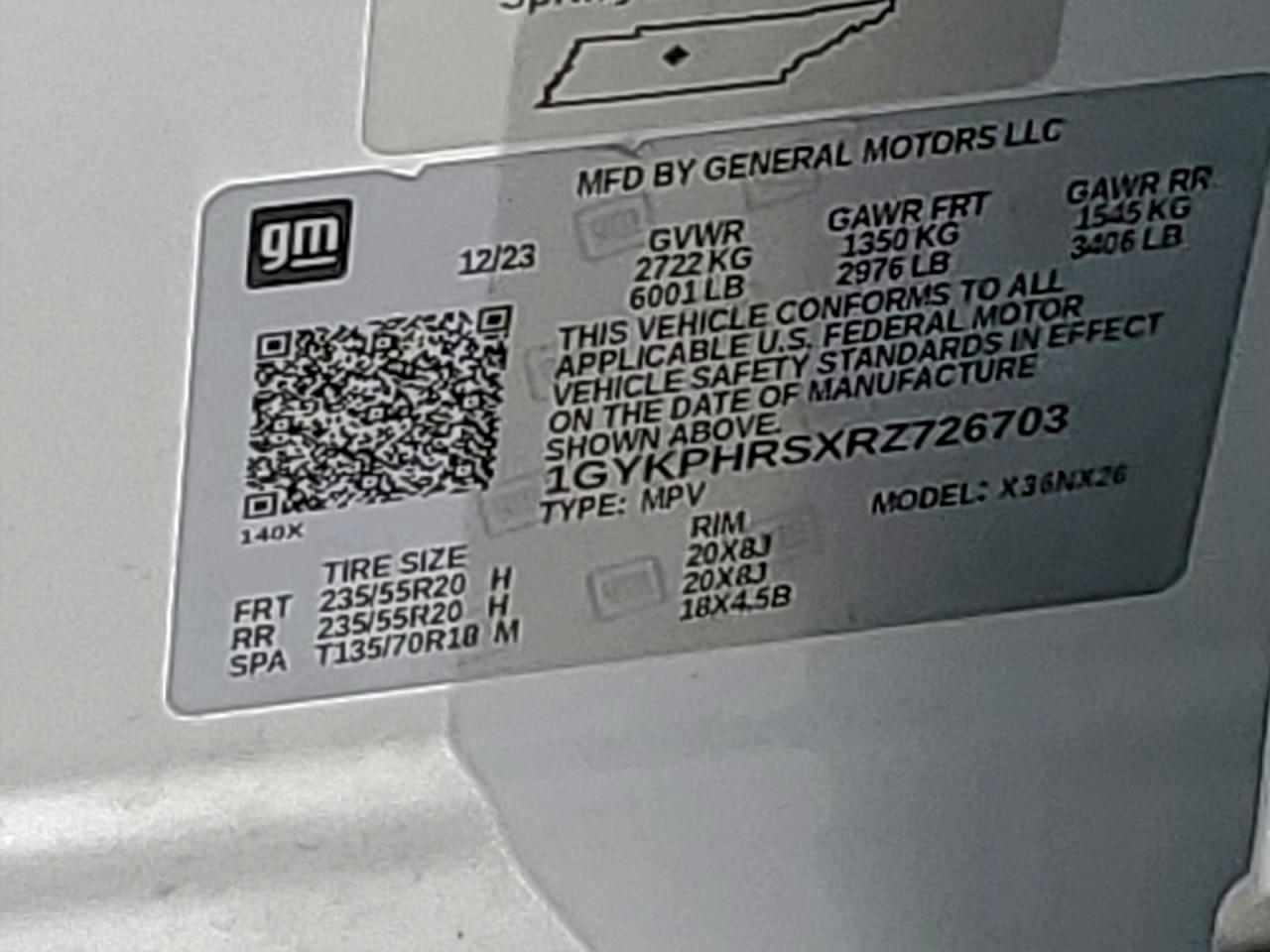 2024 Cadillac Xt6 Sport Platinum VIN: 1GYKPHRSXRZ726703 Lot: 94121235