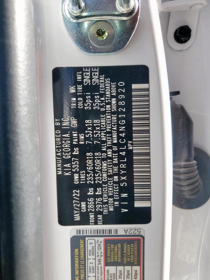 2022 Kia Sorento S VIN: 5XYRL4LC4NG128920 Lot: 92095195