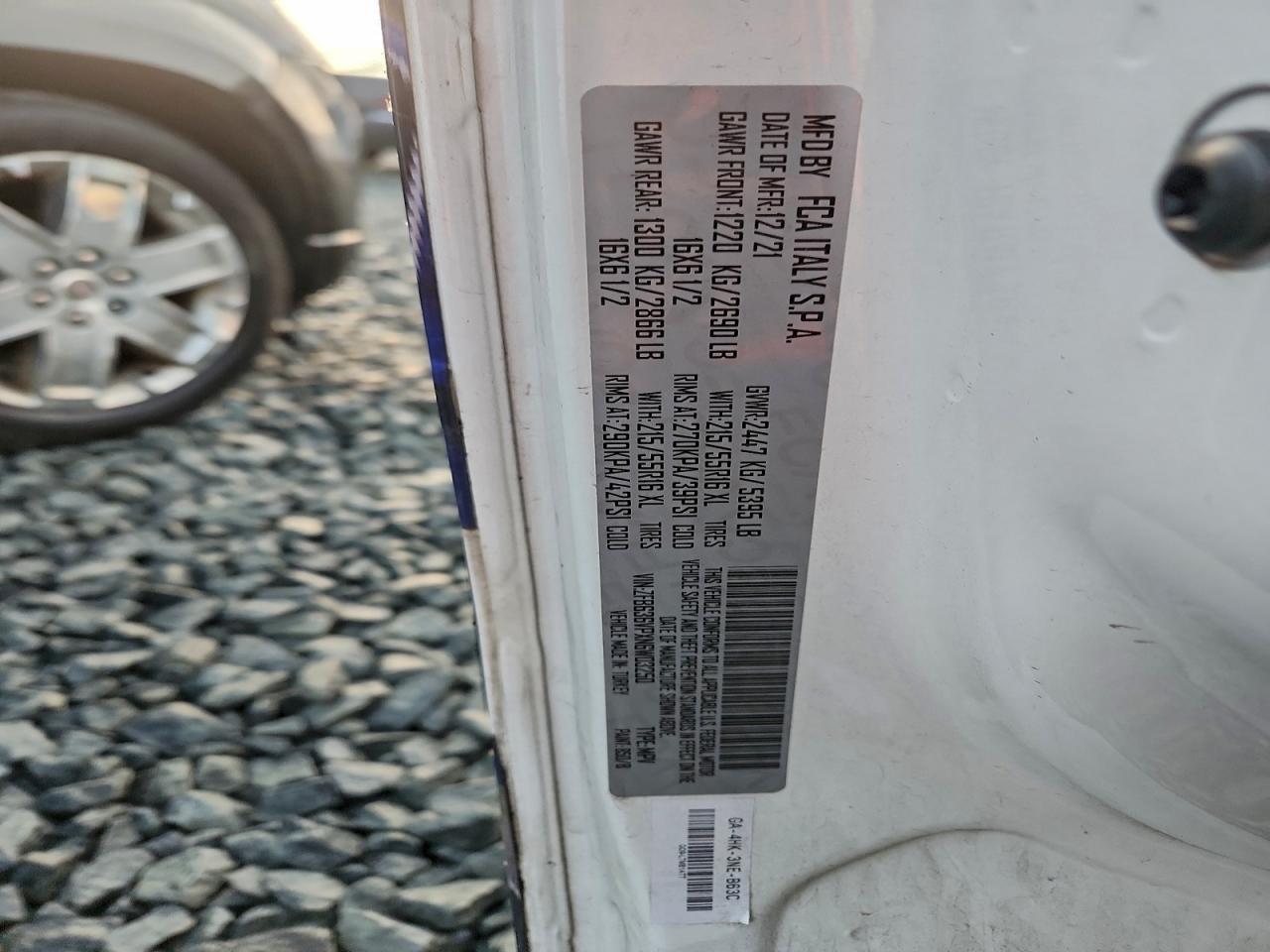 2022 Ram Promaster City Tradesman VIN: ZFB636VPXN6W03250 Lot: 92067365