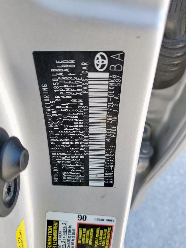 2016 Toyota Corolla L VIN: 5YFBURHE3GP383112 Lot: 92901315