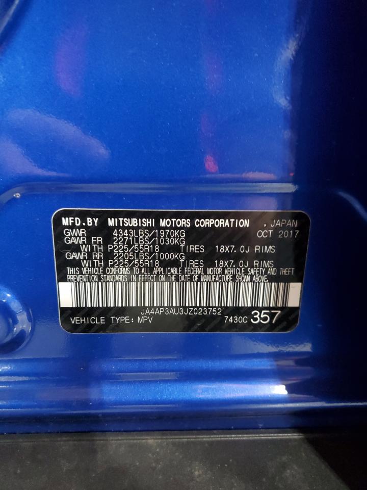 2018 Mitsubishi Outlander Sport Es VIN: JA4AP3AU3JZ023752 Lot: 91104065